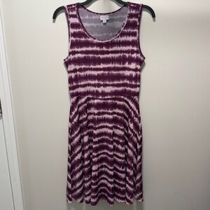 Like new- Women’s LulaRoe Nicki Sleeveless Dress Sz L Purple Tie Dye